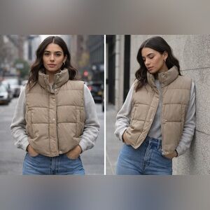 Women's Tan Puffer Vest